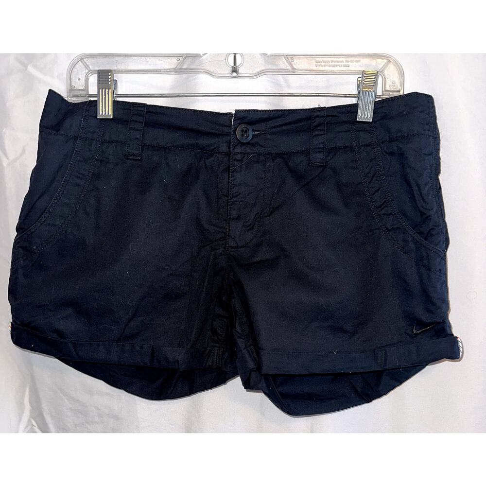 Nike Women's Size 8 Black Rolled Hem Flap Pocket Chino Cotton Athletic Shorts